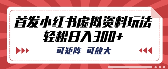 首发小红书虚拟资料玩法，可矩阵，可放大，轻松日入3张-MQ资源站