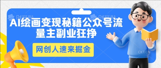 AI绘画变现秘籍：公众号流量主副业狂挣，网创人速来掘金-MQ资源站