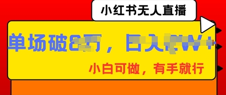 小红书无人直播，纯小白可做，有手就行，单场直播销售额破8w-MQ资源站