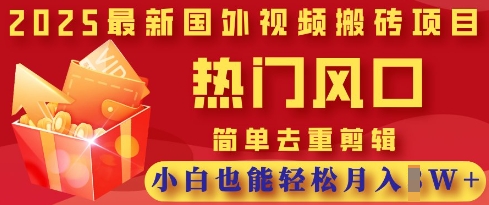 2025最新视频搬砖项目,热门风口,简单去重剪辑,小白也能轻松月入过W-MQ资源站