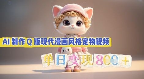 AI制作Q版现代漫画风格宠物视频，单日变现几张-MQ资源站