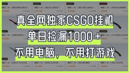 真全网独家CSGO挂G,单日捡漏1k+【揭秘】-MQ资源站