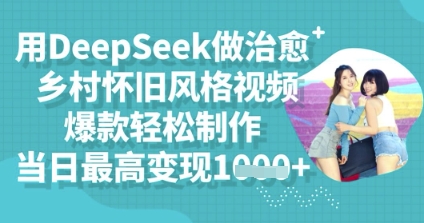 用DeepSeek做治愈乡村怀旧风格视频，爆款轻松制作，当日最高变现多张-MQ资源站